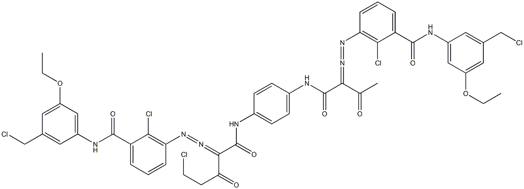 3,3'-[2-(Chloromethyl)-1,4-phenylenebis[iminocarbonyl(acetylmethylene)azo]]bis[N-[3-(chloromethyl)-5-ethoxyphenyl]-2-chlorobenzamide] 结构式