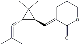 (3E)-テトラヒドロ-3-[[(1S,2S)-3,3-ジメチル-2-(2-メチル-1-プロペニル)シクロプロパン-1-イル]メチレン]-2H-ピラン-2-オン 化学構造式