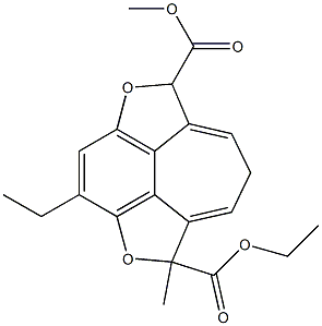 1,6-Dimethyl-6,8-dihydro-2,5-dioxa-1H-cyclohept[jkl]-as-indacene-1,6-dicarboxylic acid diethyl ester Struktur