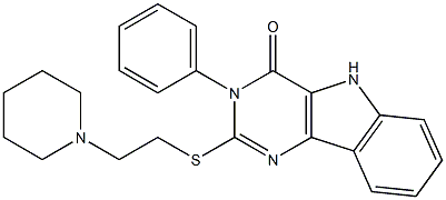 3-フェニル-2-[[2-ピペリジノエチル]チオ]-5H-ピリミド[5,4-b]インドール-4(3H)-オン 化学構造式