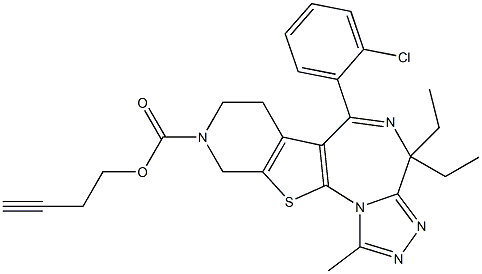 1-Methyl-4,4-diethyl-6-(2-chlorophenyl)-9-(3-butynyloxy)carbonyl-7,8,9,10-tetrahydro-4H-pyrido[4',3':4,5]thieno[3,2-f][1,2,4]triazolo[4,3-a][1,4]diazepine,,结构式
