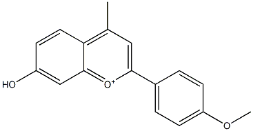 4-Methyl-7-hydroxy-2-(4-methoxyphenyl)-1-benzopyrylium,,结构式
