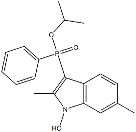 3-[フェニル(イソプロポキシ)ホスフィニル]-2,6-ジメチル-1-ヒドロキシ-1H-インドール 化学構造式
