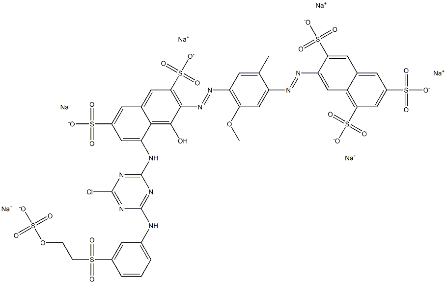 7-[4-[8-[4-Chloro-6-[3-[2-(sulfooxy)ethylsulfonyl]anilino]-1,3,5-triazin-2-ylamino]-1-hydroxy-3,6-disulfo-2-naphtylazo]-5-methoxy-2-methylphenylazo]-1,3,6-naphthalenetrisulfonic acid hexasodium salt 结构式