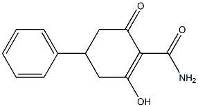4-フェニル-2-ヒドロキシ-6-オキソ-1-シクロヘキセン-1-カルボアミド 化学構造式