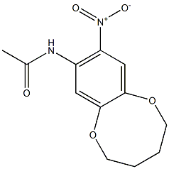 8-ニトロ-9-(アセチルアミノ)-2,3,4,5-テトラヒドロ-1,6-ベンゾジオキソシン 化学構造式