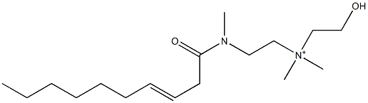 2-[N-(3-デセノイル)-N-メチルアミノ]-N-(2-ヒドロキシエチル)-N,N-ジメチルエタンアミニウム 化学構造式