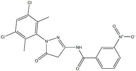 1-(3,5-ジクロロ-2,6-ジメチルフェニル)-3-(3-ニトロベンゾイルアミノ)-5(4H)-ピラゾロン 化学構造式