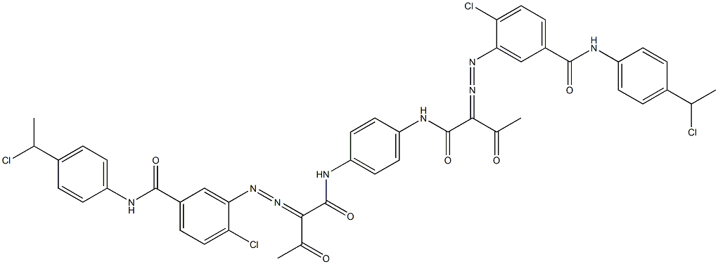 3,3'-[1,4-Phenylenebis[iminocarbonyl(acetylmethylene)azo]]bis[N-[4-(1-chloroethyl)phenyl]-4-chlorobenzamide] 结构式