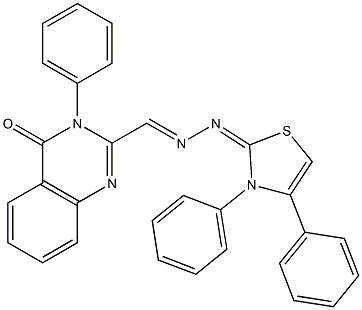 3-(フェニル)-2-[2-[(2,3-ジヒドロ-3-フェニル-4-フェニルチアゾール)-2-イリデン]ヒドラゾノメチル]キナゾリン-4(3H)-オン 化学構造式
