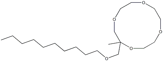 2-メチル-2-[デシルオキシメチル]-1,4,7,10-テトラオキサシクロドデカン 化学構造式