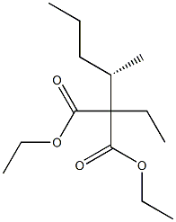 (-)-2-エチル-2-[(S)-1-メチルブチル]マロン酸ジエチル 化学構造式