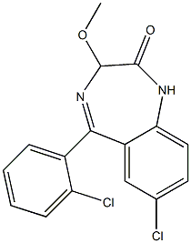 7-Chloro-5-(2-chlorophenyl)-3-methoxy-1H-1,4-benzodiazepin-2(3H)-one 结构式