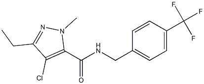 4-Chloro-5-ethyl-2-methyl-N-[4-(trifluoromethyl)benzyl]-2H-pyrazole-3-carboxamide Struktur