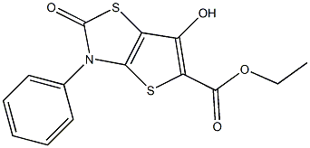 6-ヒドロキシ-2-オキソ-3-フェニル-2,3-ジヒドロチエノ[2,3-d]チアゾール-5-カルボン酸エチル 化学構造式