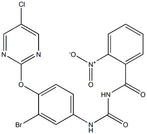 1-(2-ニトロベンゾイル)-3-[4-[(5-クロロ-2-ピリミジニル)オキシ]-3-ブロモフェニル]尿素 化学構造式