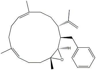 (1R,2R,3R,6E,10E,14S)-1-Benzyl-2,3-epoxy-14-(1-methylethenyl)-3,7,11-trimethylcyclotetradeca-6,10-diene Struktur