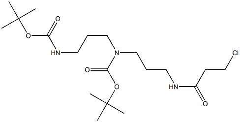 3-Chloro-N-[3-[[3-[(tert-butyloxy)carbonylamino]propyl][(tert-butyloxy)carbonyl]amino]propyl]propanamide,,结构式