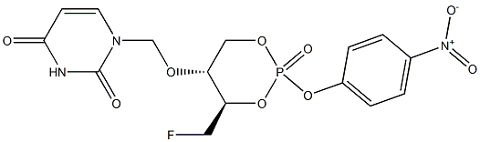 1-[[[(4R,5R)-4-(Fluoromethyl)-2-(4-nitrophenoxy)-2-oxo-1,3,2-dioxaphosphorinan-5-yl]oxy]methyl]-2,4(1H,3H)-pyrimidinedione Struktur