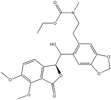 N-メチル-N-[2-[6-[[[(1S)-1,3-ジヒドロ-4,5-ジメトキシ-3-オキソイソベンゾフラン]-1-イル]ヒドロキシメチル]-1,3-ベンゾジオキソール-5-イル]エチル]カルバミド酸エチル 化学構造式