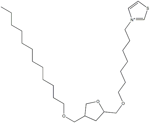 3-[7-[[Tetrahydro-4-dodecyloxymethylfuran]-2-ylmethoxy]heptyl]thiazolium Structure