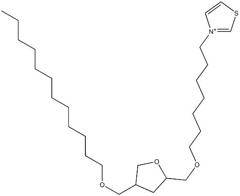 3-[7-[[Tetrahydro-4-dodecyloxymethylfuran]-2-ylmethoxy]heptyl]thiazolium Struktur