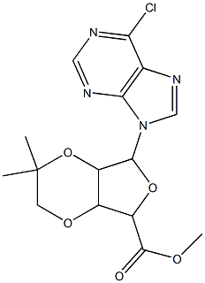 7-(6-Chloro-purin-9-yl)-2,2-dimethyl-hexahydro-furo[3,4-b][1,4]dioxine-5-carboxylic acid methyl ester,,结构式
