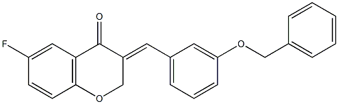 3-[1-(3-Benzyloxy-phenyl)-meth-(E)-ylidene]-6-fluoro-chroman-4-one 化学構造式