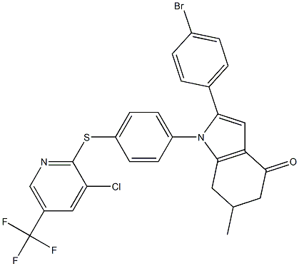 2-(4-Bromophenyl)-1-(4-(3-chloro-5-(trifluoromethyl)(2-pyridylthio))phenyl)-6-methyl-5,6,7-trihydroindol-4-one|