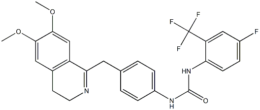 1-(4-((6,7-Dimethoxy(3,4-dihydroisoquinolyl))methyl)phenyl)-3-(4-fluoro-2-(trifluoromethyl)phenyl)urea Struktur