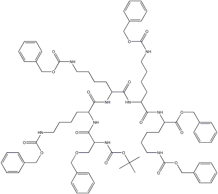 benzyl 12,15,18-tris(4-(benzyloxycarbonylamino)butyl)-21-(benzyloxymethyl)-25,25-dimethyl-3,11,14,17,20,23-hexaoxo-1-phenyl-2,24-dioxa-4,10,13,16,19,22-hexaazahexacosane-9-carboxylate
