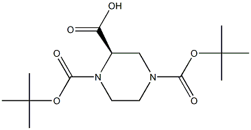 R-1,4-二BOC-2-哌嗪羧酸, , 结构式