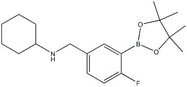 N-(4-Fluoro-3-(4,4,5,5-tetramethyl-1,3,2-dioxaborolan-2-yl)benzyl)cyclohexanamine 化学構造式