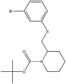 2-(3-Bromo-phenylsulfanylmethyl)-piperidine-1-carboxylic acid tert-butyl ester,,结构式