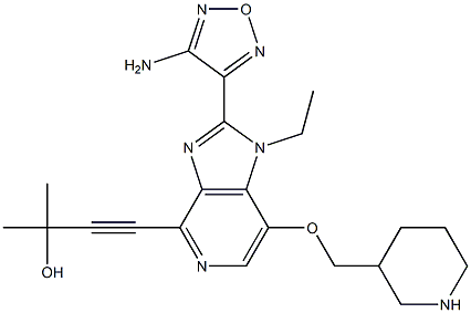 (S)-4-(2-(4-amino-1,2,5-oxadiazol-3-yl)-1-ethyl-7-(piperidin-3-ylmethoxy)-1H-imidazo[4,5-c]pyridin-4-yl)-2-methylbut-3-yn-2-ol 结构式