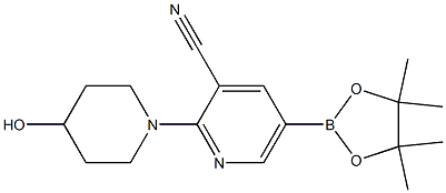2-(4-hydroxypiperidin-1-yl)-5-(4,4,5,5-tetramethyl-1,3,2-dioxaborolan-2-yl)pyridine-3-carbonitrile,,结构式