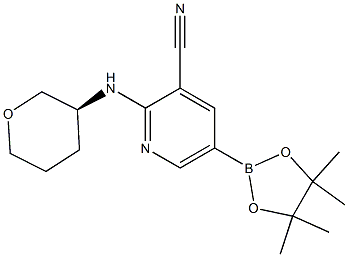 2-((S)-tetrahydro-2H-pyran-3-ylamino)-5-(4,4,5,5-tetramethyl-1,3,2-dioxaborolan-2-yl)pyridine-3-carbonitrile Struktur