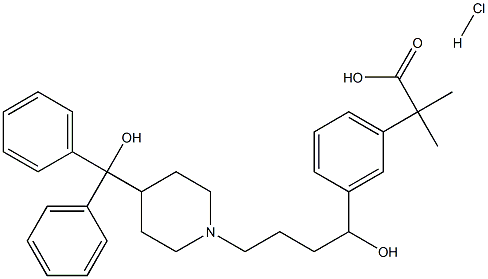 3-[1-hydroxy-4-[4-(hydroxydiphenylMethyl)-1-piperidinyl]butyl]-alpha,alpha-diMethyl benzeneacetic acid hydrochloride 化学構造式