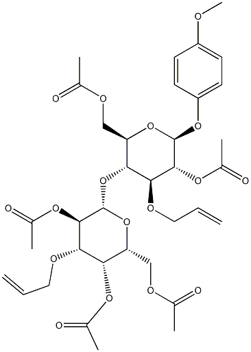 4-Methoxyphenyl 2,6-di-O-acetyl-4-O-[2,4,6-tri-O-acetyl-3-O-allyl-b-D-galactopyranosyl]-3-O-allyl-b-D-glucopyranoside Structure