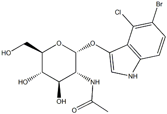 5-Bromo-4-chloro-3-indolyl 2-acetamido-2-deoxy-a-D-glucopyranoside 化学構造式
