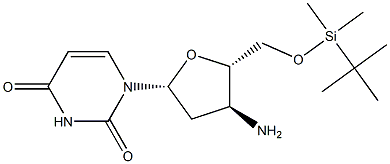 3'-Amino-5'-O-tert-butyldimethylsilyl-2',3'-dideoxyuridine,,结构式