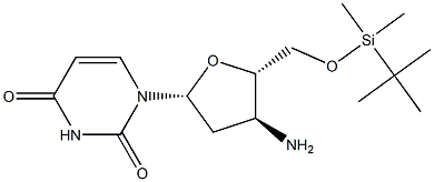 3'-Amino-5'-O-tert-butyldimethylsilyl-2',3'-dideoxyuridine 化学構造式