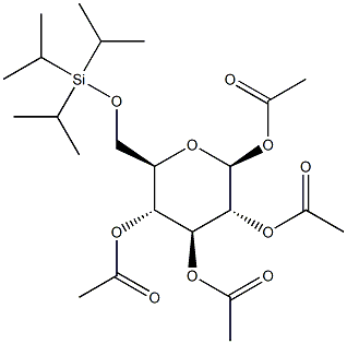 1,2,3,4-Tetra-O-acetyl-6-O-triisopropylsilyl-b-D-glucopyranose 结构式