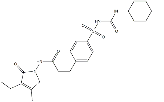 Glimepiride impurity 1 (4-[2-(3-ethyl-4-methyl-2-oxo-3-pyrroline-1-carboxamido)ethyl]benzenesulfonamide ethyl ester) standard Struktur