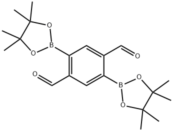 2,5-bis(4,4,5,5-tetramethyl-1,3,2-dioxaborolan-2-yl)terephthalaldehyde 化学構造式