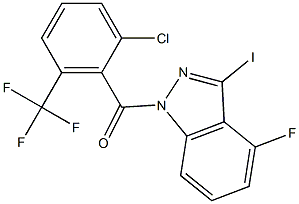 (2-chloro-6-(trifluoromethyl)phenyl)(4-fluoro-3-iodo-1H-indazol-1-yl)methanone 结构式