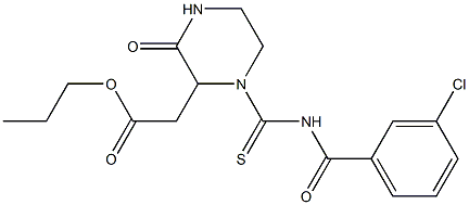 propyl (1-{[(3-chlorobenzoyl)amino]carbonothioyl}-3-oxo-2-piperazinyl)acetate Structure