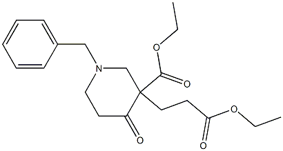 ethyl 1-benzyl-3-(3-ethoxy-3-oxopropyl)-4-oxopiperidine-3-carboxylate Struktur