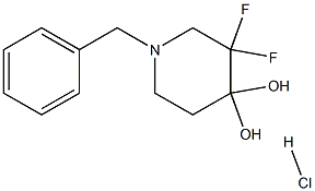 1-benzyl-3,3-difluoropiperidine-4,4-diol hydrochloride, 2468620-75-7, 结构式