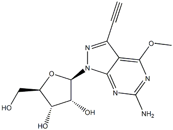 6-Amino-3-ethynyl-4-methoxy-1-(beta-D-ribofuranosyl)-1H-pyrazolo[3,4-d]pyrimidine Struktur